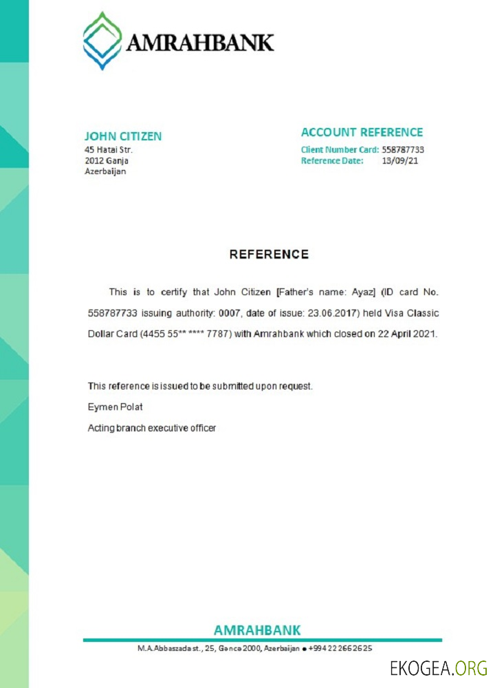 Référence Azerbaïdjan , Amrahbank , closure